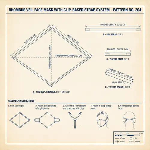 Rhombus Face Mask Sewing Pattern Guide