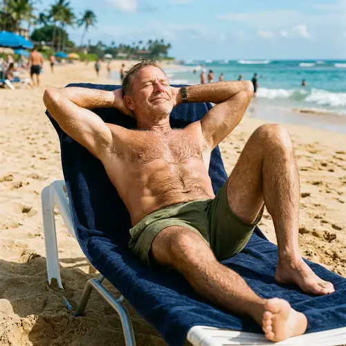 Relaxing Beach Moments: Male in His 60s