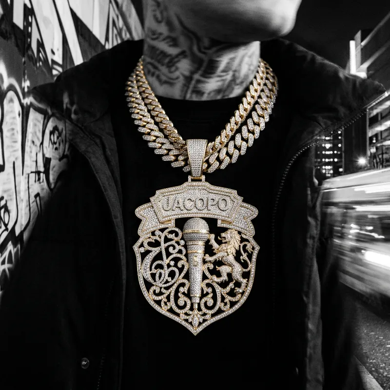 Black and White Rapper Necklace with Jacopo Pendant Black and White Rapper Necklace with Jacopo Pendant