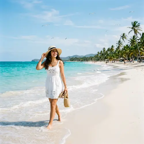 Stylish Summer Beach Scene with Young Middle Eastern Girl