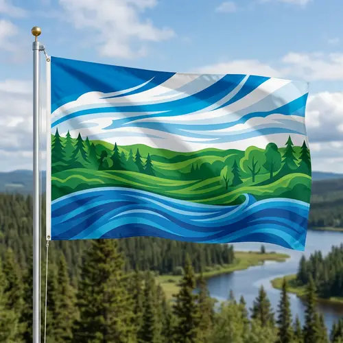 Modern Minnesota State Flag Design with Sky, Land, and Water Elements