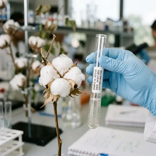 Close-Up of Cotton Boll and Test Tube