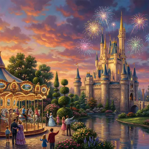 Magical Walt Disney World Painting - Cinderella's Castle Sunset Scene