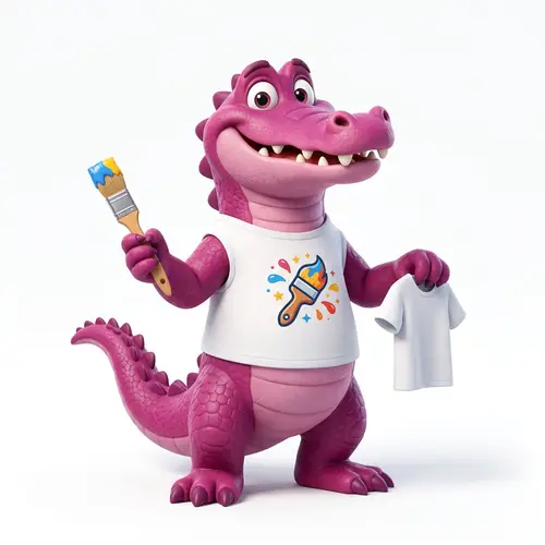 Funny Magenta Alligator Mascot for Print on Demand