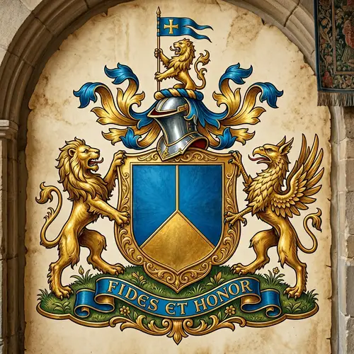 Create a Golden Coat of Arms with Azure Pall