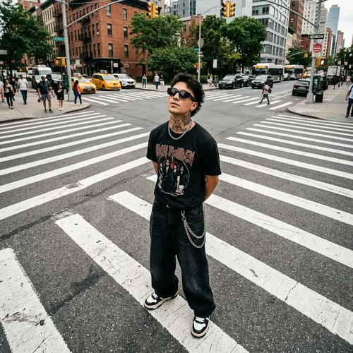 Stylish Overhead Shot on Zebra Crossing