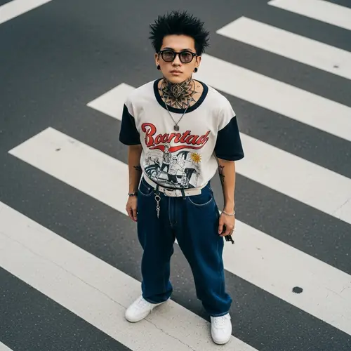 Stylish Overhead Shot on Zebra Crossing
