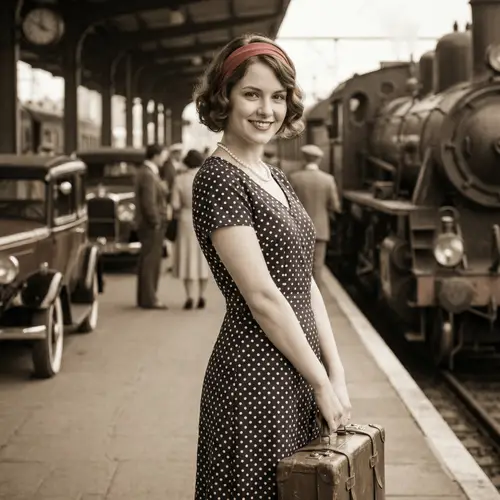 Vintage Style Girl Ready for Journey | 1920s Charm