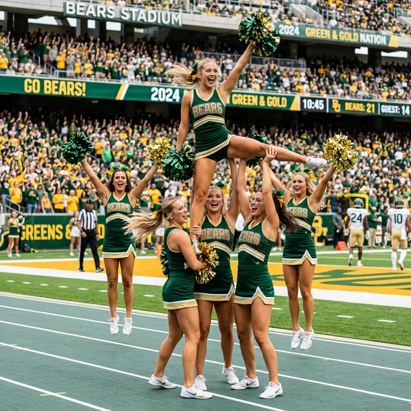 Green and Gold Bear Cheer Team Spirit
