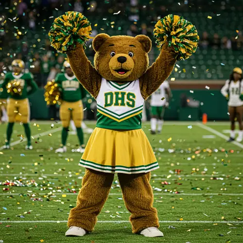 Green and Gold Bear Cheer Team Spirit