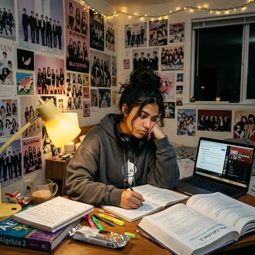 Teen BTS Fan Hispanic Girl: Struggling Student Lifestyle