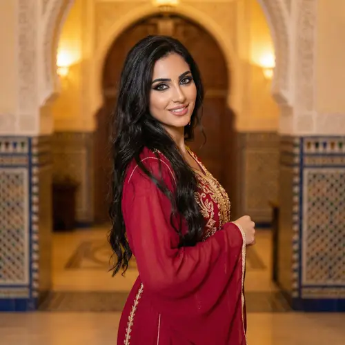 Elegant Arabic Woman | Haifa Wahbe in Stylish Red Gown
