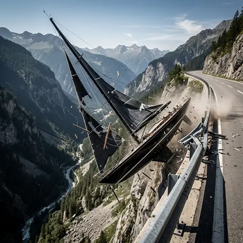 Black J-Class Falling into Valley | Dramatic Scene