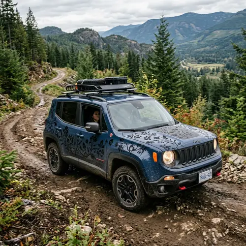 Navy Blue Jeep Renegade Trailhawk with Floral Decals