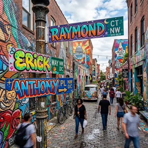 Vibrant Urban Scene with Playful Street Signs