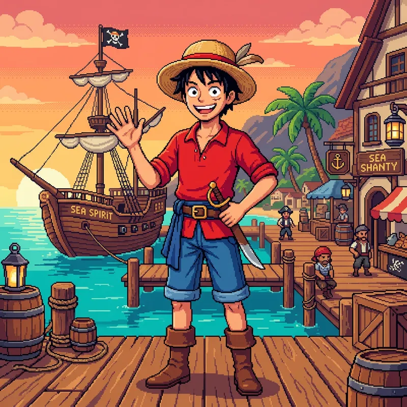Luffy Pixel Art: Celebrating One Piece Luffy Pixel Art: Celebrating One Piece