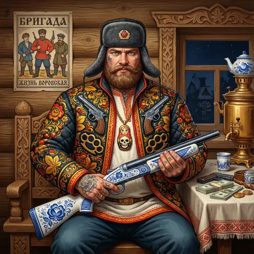 Russian Folk Character with Criminal Elements