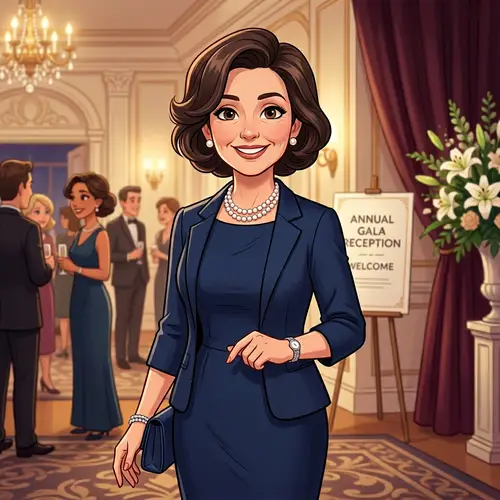Cartoon Face Lady in Formal Dress