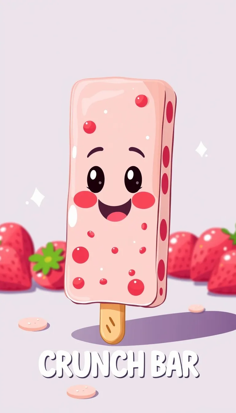 Playful Strawberry Ice Cream Crunch Bar Design Playful Strawberry Ice Cream Crunch Bar Design