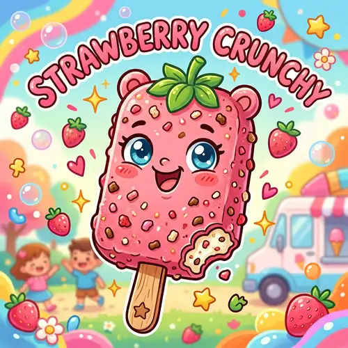 Playful Strawberry Ice Cream Crunch Bar Design