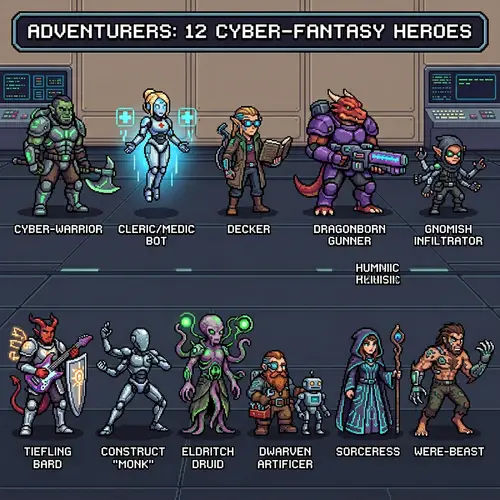 Pixel-Art Dungeons & Dragons Cyberpunk Characters