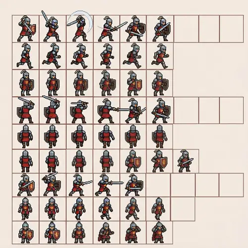 Pixel Art Character Sprite Sheet for Dungeons and Dragons Game