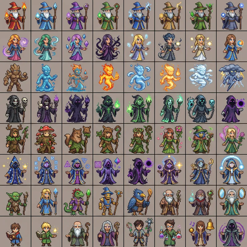 Magi Characters Sprite Sheet - Pixel Art Game Magi Characters Sprite Sheet - Pixel Art Game