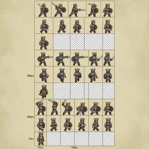 Dungeons & Dragons Pixel Art Sprite Sheet for Character Animation