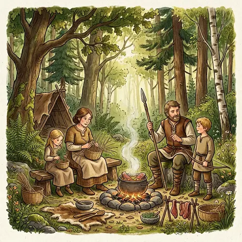 Peaceful Forest Family Gathering | Cooking & Learning