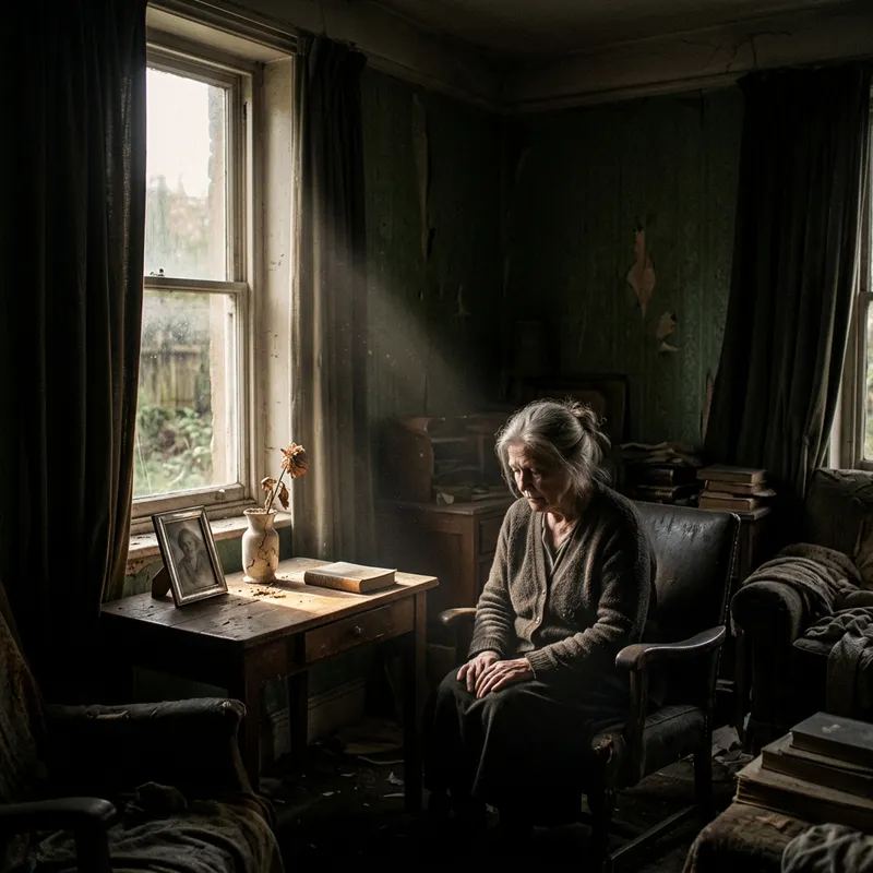 Sadness in Contrasts: Melancholy Scene with Vibrant Light and Shadows