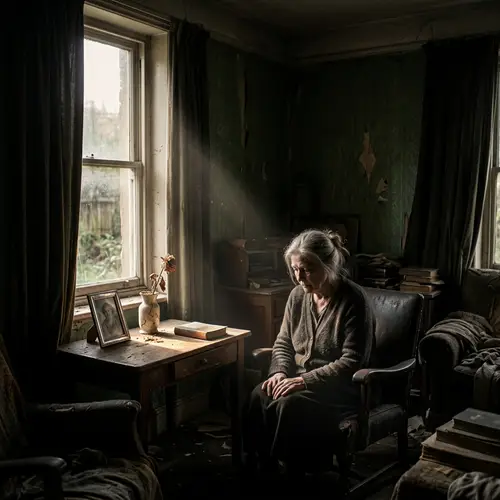 Melancholy Scene with Stark Contrasts of Illumination