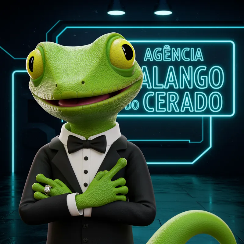 Elegant Green Lizard in Tuxedo - Agência Calango
