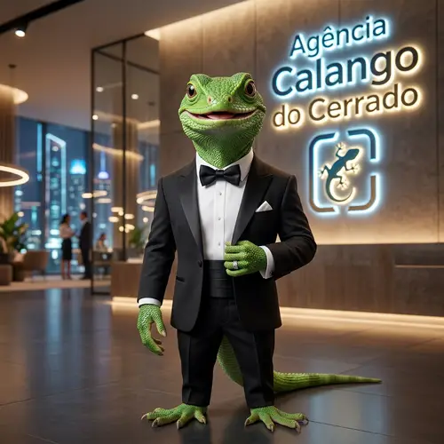Elegant Green Lizard in Tuxedo - Agência Calango
