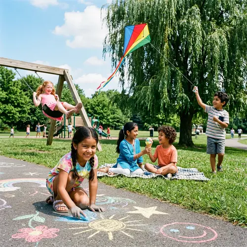 Charming Childhood Scene with Diverse Children Playing Happily