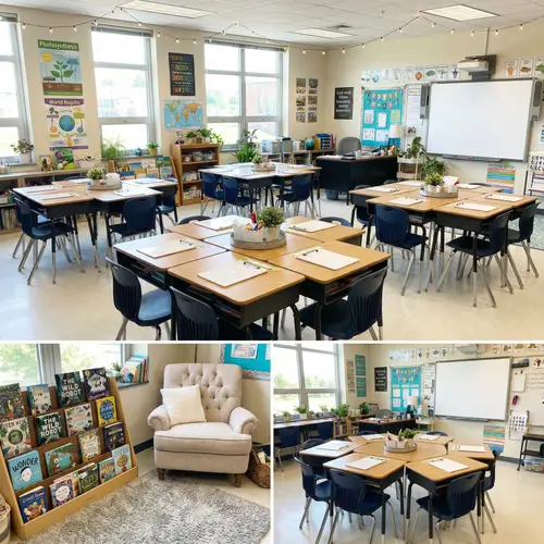 Collaborative Classroom Layout with Reading Corner