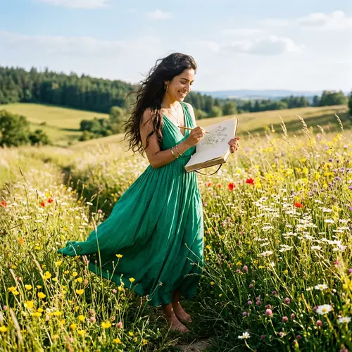 Hispanic Young Woman Embracing Nature