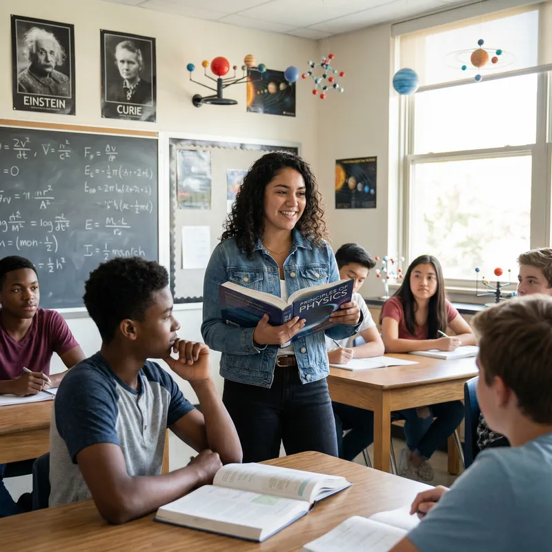 Physics Books in Secondary School Classroom Setting Physics Books in Secondary School Classroom Setting