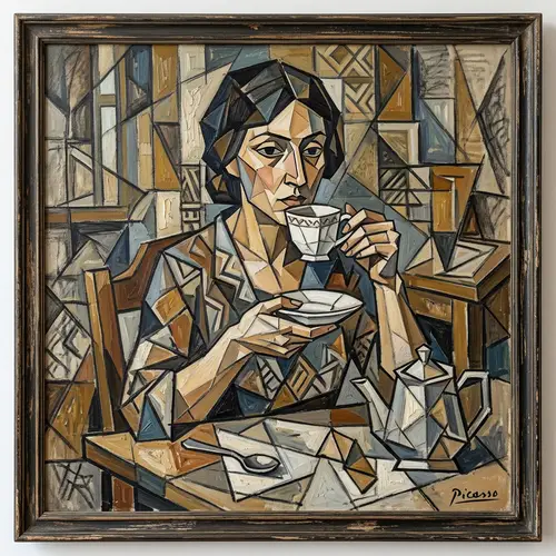 Picasso Cubism: Woman with Tea Cup Art