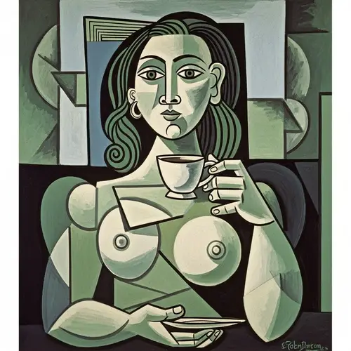 Picasso Cubism: Woman with Tea Cup Art