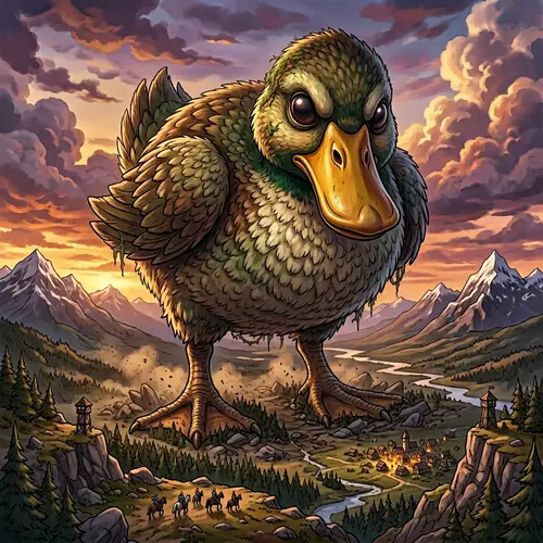 Giant Duck Titan in Mythical Animation | Enormous and Powerful Marvel