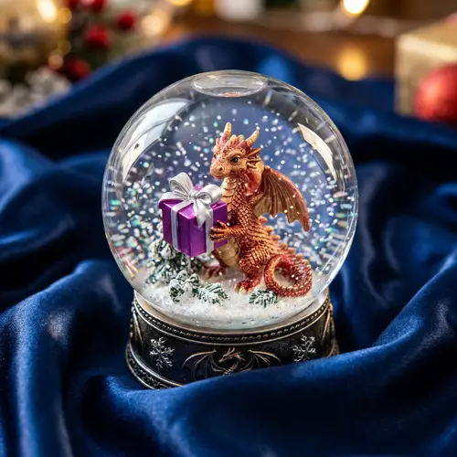 Elegant Dragon Snow Globe with Purple Gift Box | Sparkling Design