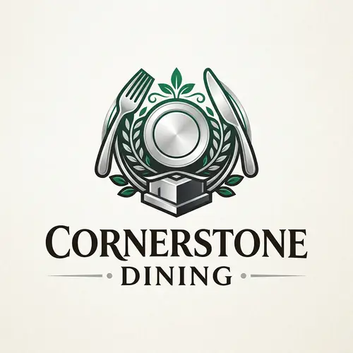 Cornerstone Dining Logo: Black, Green, Silver