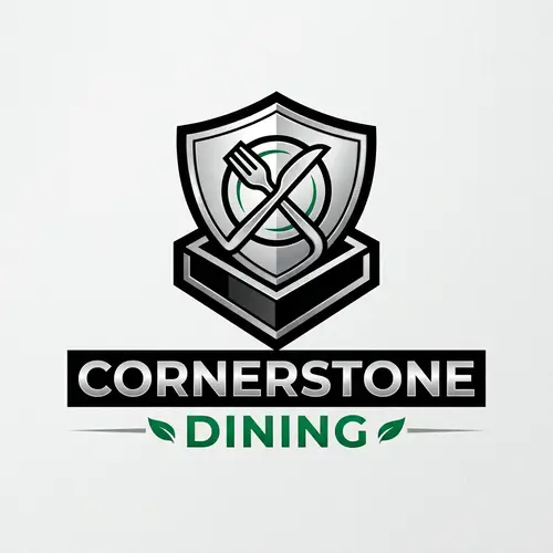 Cornerstone Dining Logo in Black, Green & Silver | Restaurant Design