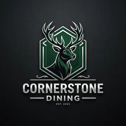 Cornerstone Dining Logo | Black, Green & Silver | Red Deer Polytechnic