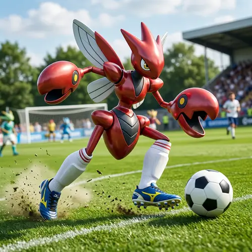 Energetic Scizor Soccer Player in Action