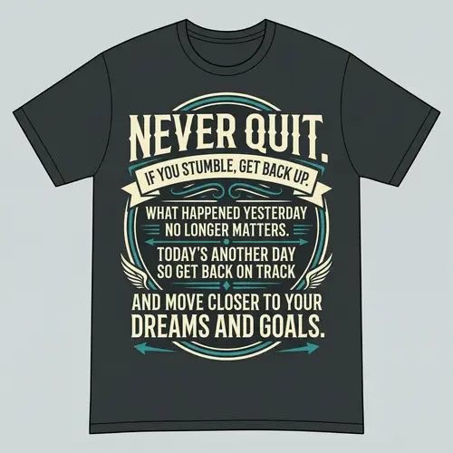 Motivational Phrases T-shirt Design - Never Quit and Reach Your Goals