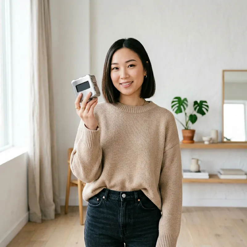 Trendy LED Flood Light Held by Asian Model | Lighting