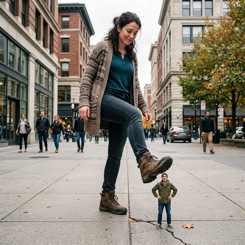 Giant Woman Stepping Over Tiny Man - Art & Emotion