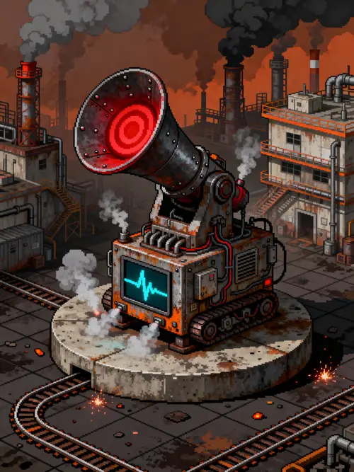 Pixel Art of a Massive Industrial Weapon