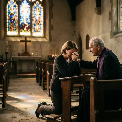 Forgiveness Seeker in Serene Sanctuary - Mercy Request